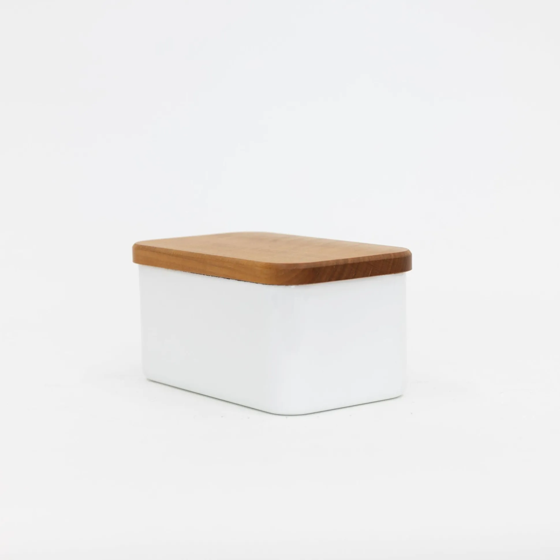 Noda Horo Enamel Butter Case With Wood Lid