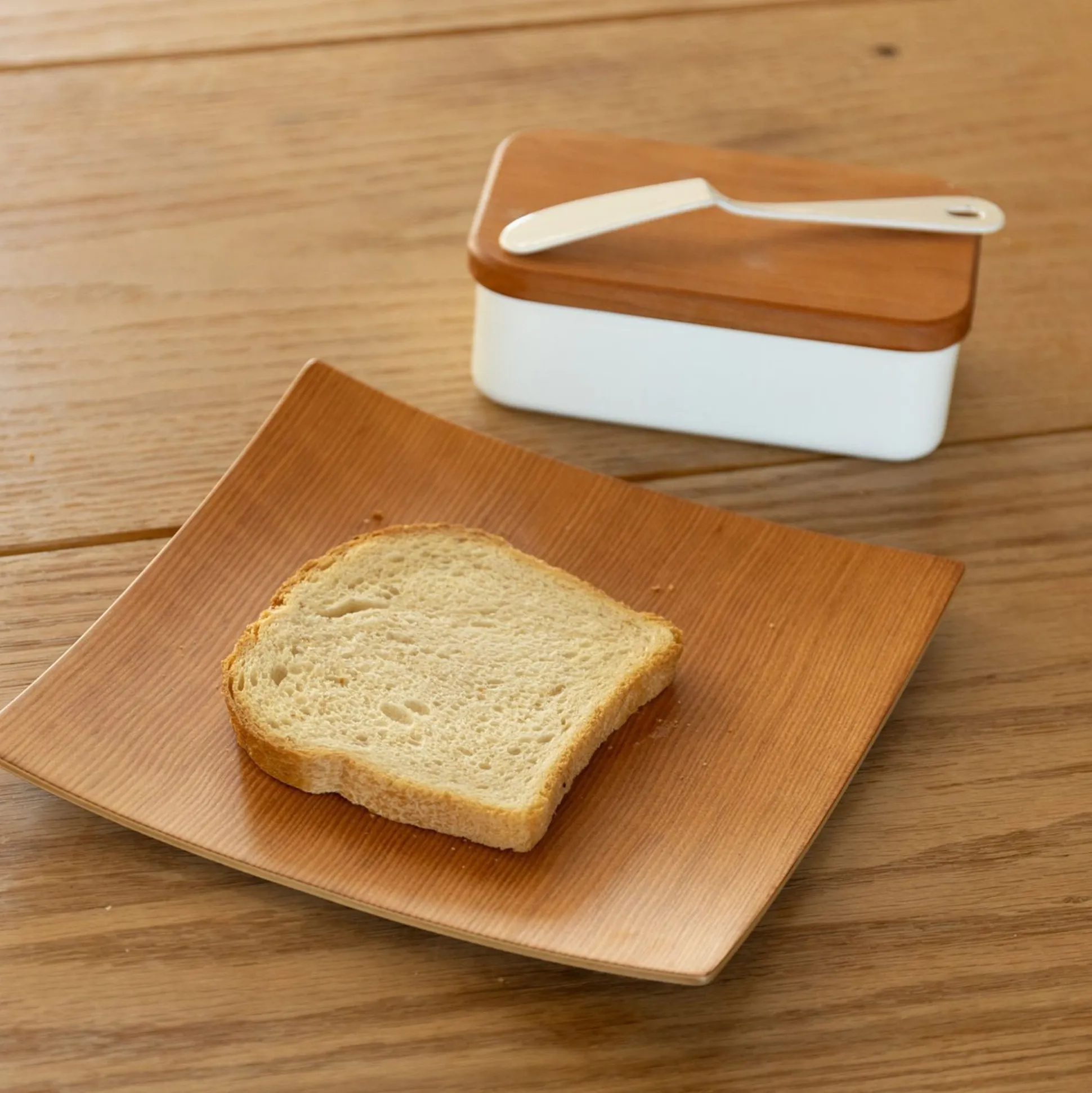 Orange Pine Natural Plywood Square Dish