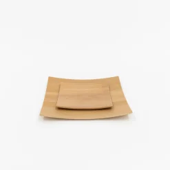Orange Pine Natural Plywood Square Dish