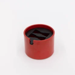 111 60'S, Plastic Ashtray With Cast Iron Lid - Red