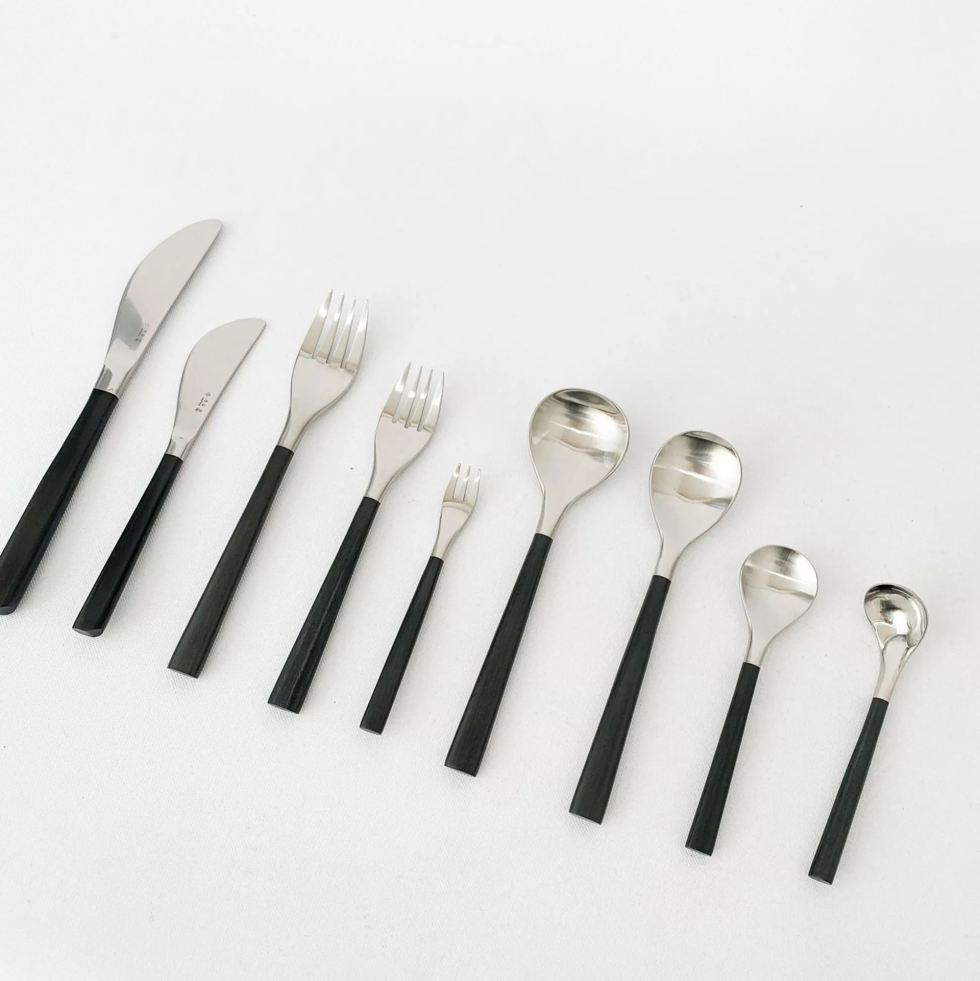 Sori Yanagi Stainless Steel And Birch Wood Handle Flatware