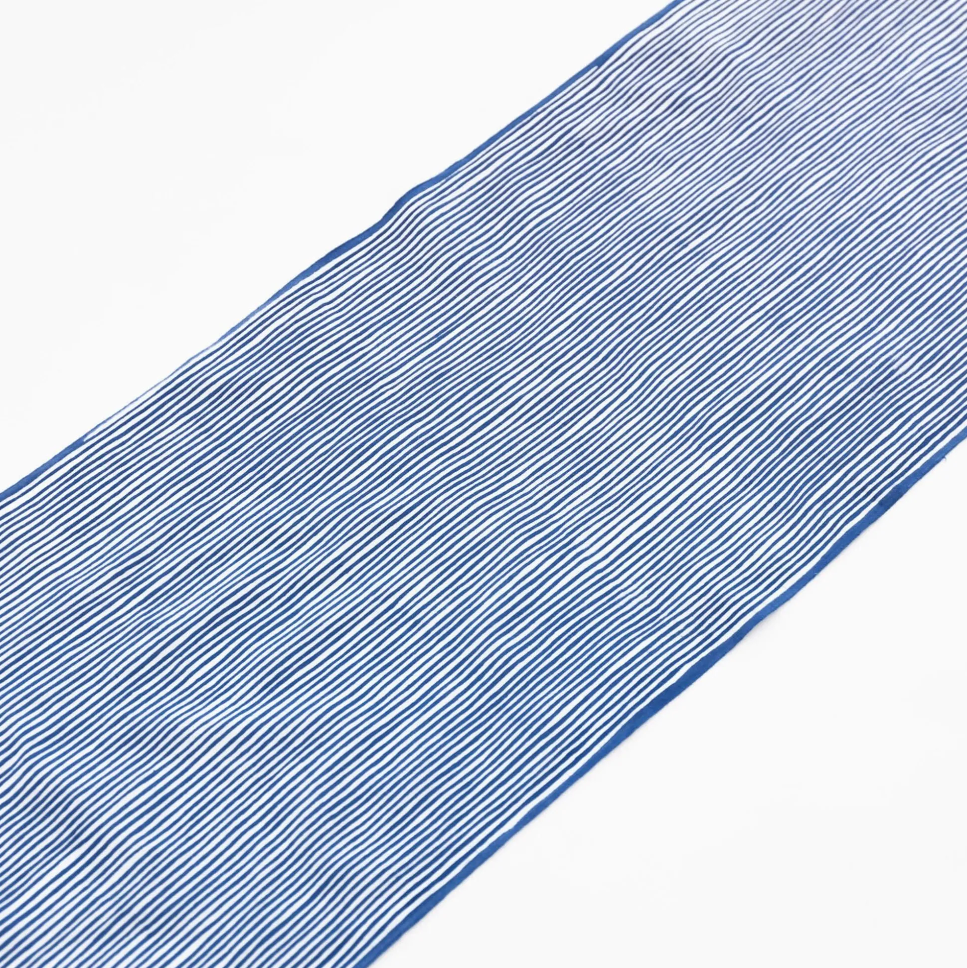 Tenugui - Blue Wavy Staggered Stripe