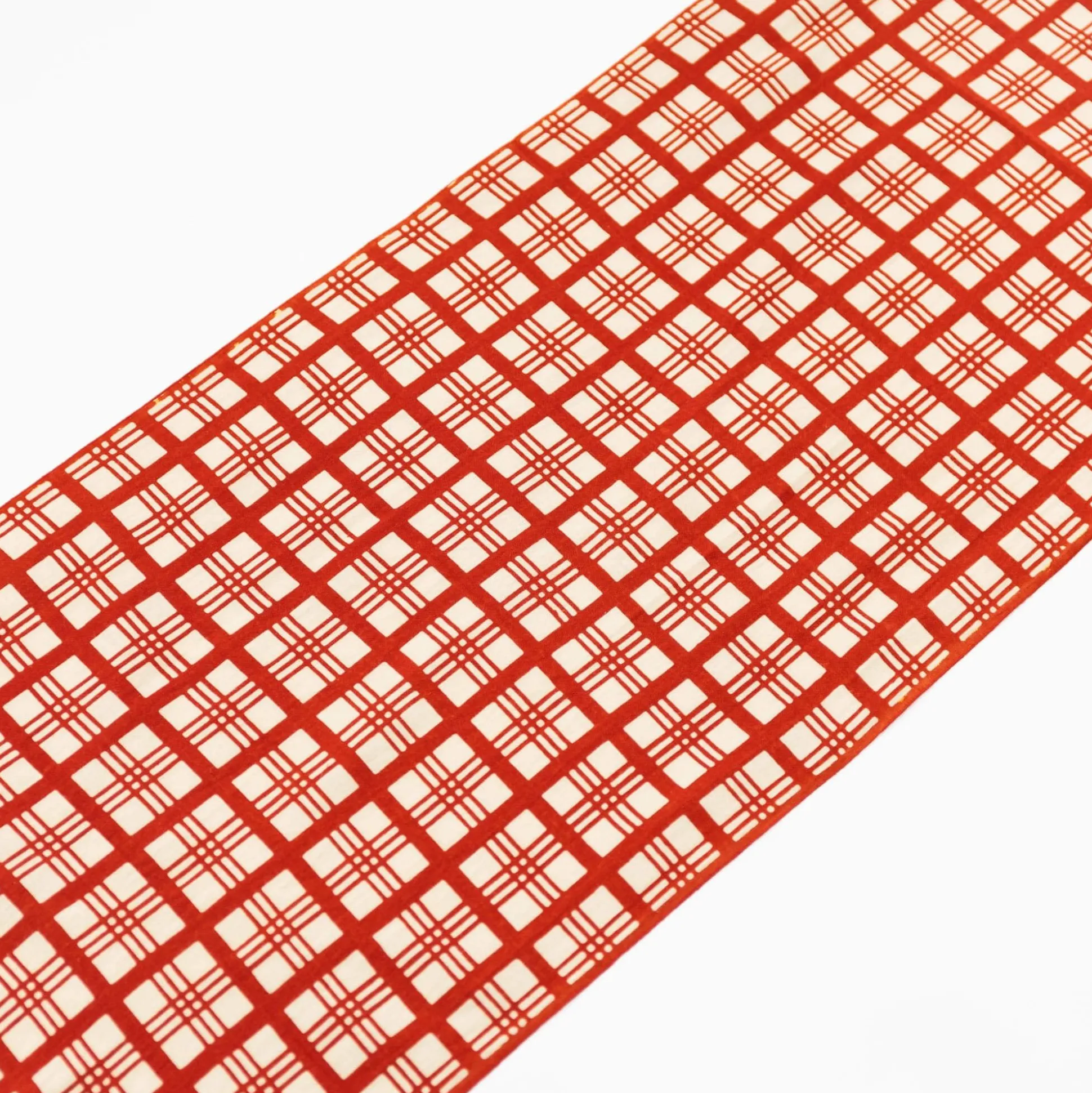 Tenugui - Red Masu Lattice