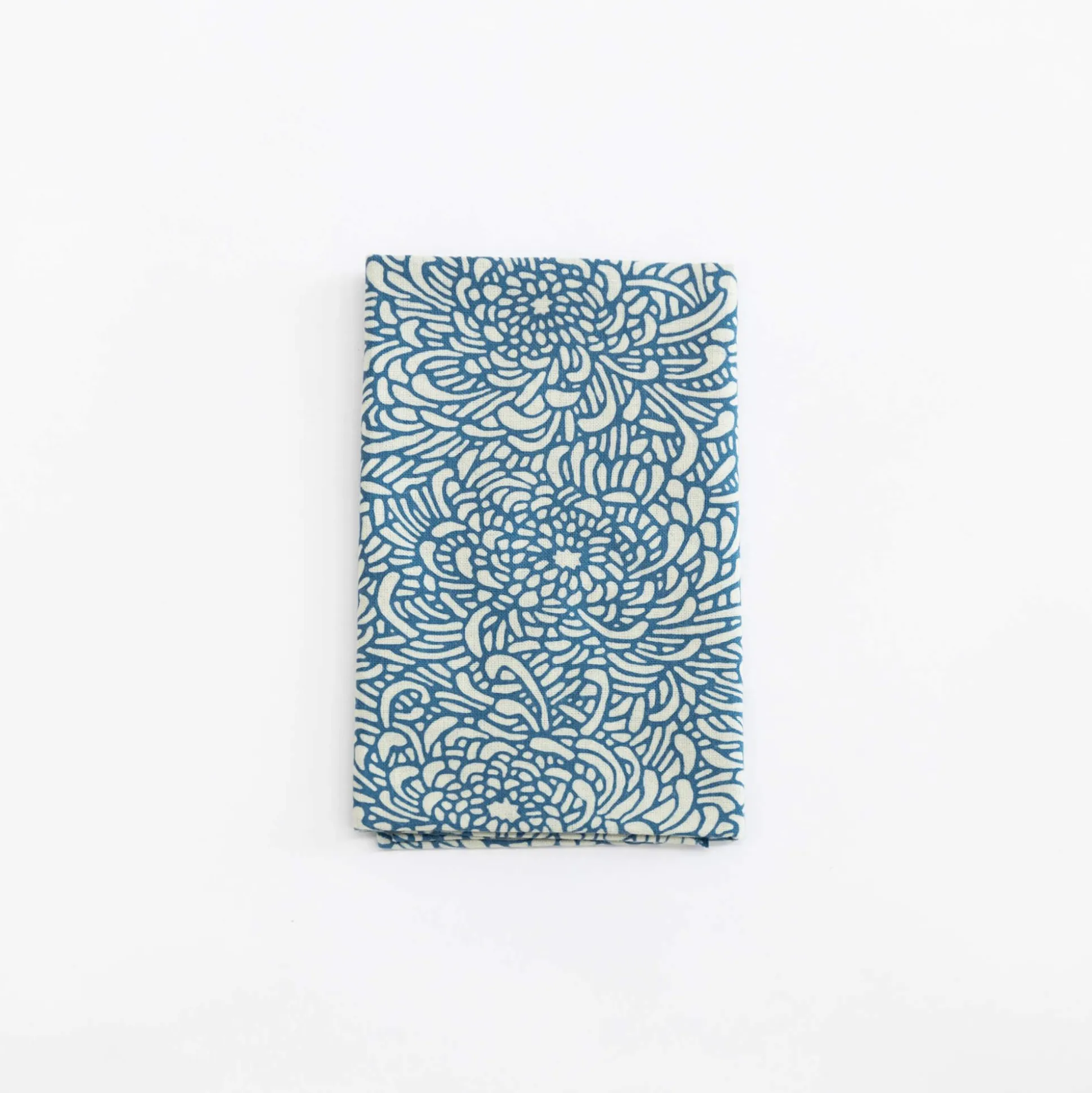 Tenugui - Teal Chrysanthamums
